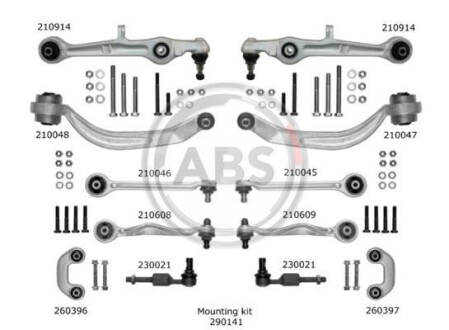 К-кт важелів перед.підвіски Audi A4 (з тонким пальцем) A.B.S. 219901