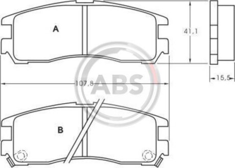 Гальмівні колодки зад. Galant/Pajero 87-12 (107.8*41.1*15.5) A.B.S. 36690