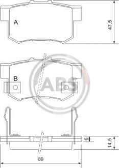 Тормозные колодки зад. Civic 98-/Accord 90-03 (Akebono) (47,8x88,9x14,5) A.B.S. 36758