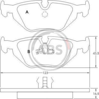 Гальмівні колодки зад. BMW 3(E36, E46)/5(E34)/7(E32) 86-06 (ATE) (123x43,6x16,7) A.B.S. 36824