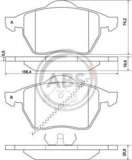 Тормозные колодки пер. A4/Golf/Passat 94- (ATE) A.B.S. 36898