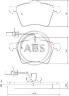 Гальмівні колодки пер. T4 2.5TDI 96-03 (R15)(з датчиком) A.B.S. 37141