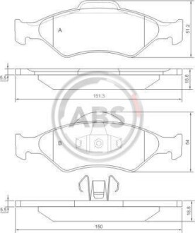 Тормозные колодки пер. Fiesta IV 95-03 (ATE) (54,5x151x18,5) A.B.S. 37196