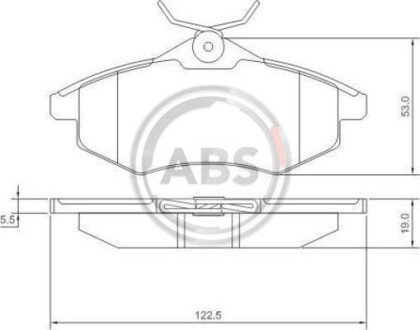 Тормозные колодки пер. Citroen C2/C3 02- (TRW) (122,5x53x19) A.B.S. 37307 (фото 1)