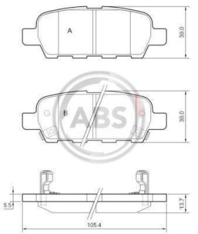 Тормозные колодки зад. Qashqai/X-Trail 07- (38x105,5x14,3) A.B.S. 37321