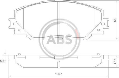 Тормозные колодки пер. Toyota RAV4 06- (139,1x56x17,5) A.B.S. 37544