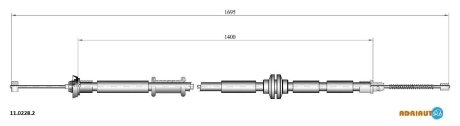 Трос тормозной FIAT Nemo all Ds 1.4 HdiRH12/07-/Fiorino all Ds 1.3 Mj12/07-/Bipper R LH"08- ADRIAUTO 1102282