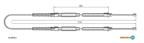 Трос тормозной FIAT Ducato restyling disc brakeR01-/Boxer all disc brakeR02-/Jumper all di ADRIAUTO 1102761