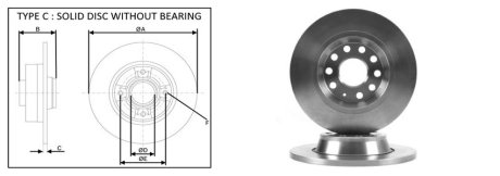 Диск тормозной задний (кратно 2) VW TOURAN (1T1, 1T2) (02/03-05/10). APLUS 61286AP