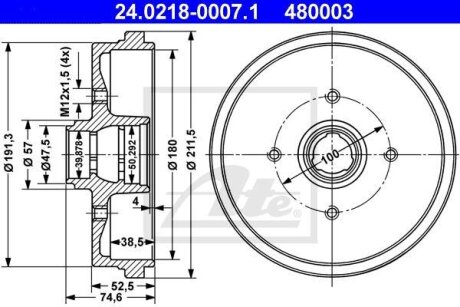 Гальмівний барабан ATE 24021800071