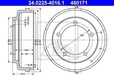 Гальмівний барабан ATE 24022540161
