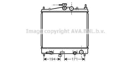 Радіатор охолодження двигуна Nissan Micra 1,2i 1,4i AT 03>10, Note 1,4i 1,6i A AVA COOLING DNA2248