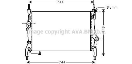 Радиатор охлаждения двигателя Ford Tranzit (06-) 2,2d 2,4d MT. AVA COOLING FD2404