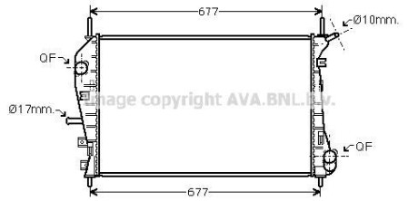 Радіатор охолодження двигуна Ford Mondeo III (01-07) 2,20d 2,2d 2,5i AVA COOLING FDA2376