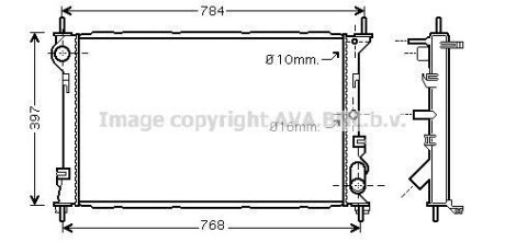 Радиатор охлаждения двигателя Ford Connect 1,8TDCI 05/03>13 MT AC+/-. AVA COOLING FDA2411