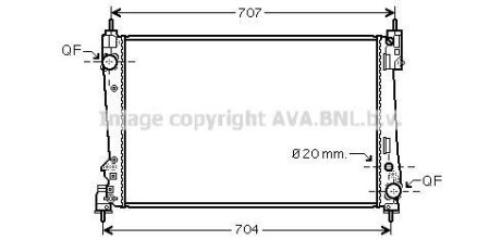 Радиатор охлаждения двигателя Fiat Doblo 10> 1,6-2,0 MJet MT AC+/-, Opel Combo 1,6-2,0 CDTI 12> AC+/-. AVA COOLING FTA2312