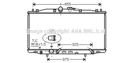 Радиатор охлаждения двигателя Honda Accord 03>08 2.0i AT. AVA COOLING HD2177