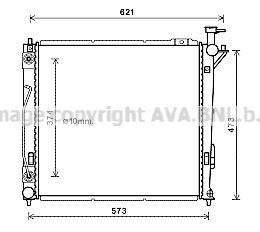 Радиатор охлаждения двигателя Hyundai Santa Fe 2,2d 09> 13> AT, AVA COOLING HY2339