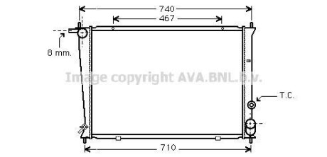 Радіатор охолодження двигуна Hyundai H100 H-1 2,5D 00>04, 04>07 MT AC+/- AVA COOLING HYA2049