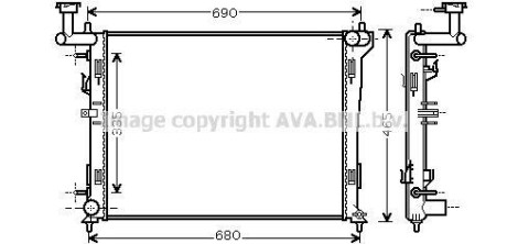 Радиатор охлаждения двигателя Hyundai Elantra (06-11), i30 (07-12) AT AVA COOLING HYA2180