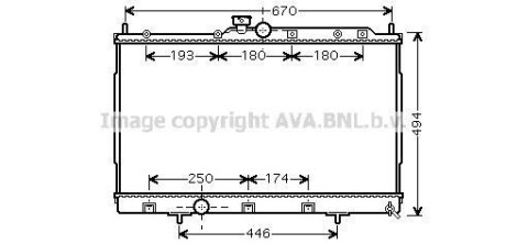 Радиатор охлаждения двигателя Mitsubishi Outlander 2,0i 2WD/4WD 5MT AC+/- 03>06 AVA AVA COOLING MT2183