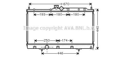 Радиатор охлаждения двигателя Mitsubishi Lancer 1,6-2,0i 03>07 AT AC+/-. AVA COOLING MT2199