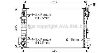 Радіатор двигуна AVA COOLING OL2559