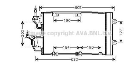 Радиатор кондиционера Opel Astra H 1,3CDTI 1,7CDTI 1,9CDTI, Zafira B 1,7CDTI 1,9CDTI. AVA COOLING OL5454D