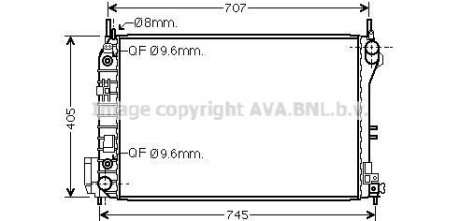 Радиатор охлаждения двигателя Opel Vectra C 2,2i 2,2Direct 3,2i AC+ AT 02>08 AVA AVA COOLING OLA2341