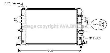 Радиатор охлаждения двигателя Opel Astra H 1,6-1,8i MT AC+/-. AVA COOLING OLA2363