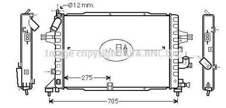 Радиатор охлаждения двигателя Opel Astra H 1,3d 1,7d 1,9d / Zafira B 1,7d 1,9d. AVA COOLING OLA2364