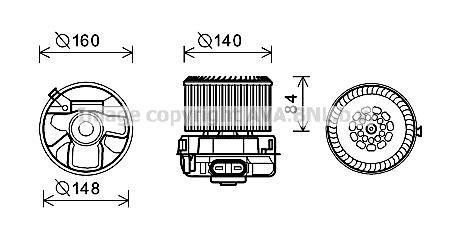 Вентилятор отопителя салона Citroen C1 Peugeot 107 Toyota Aygo 05>11 AC+ AVA COOLING PE8369