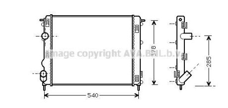 Радиатор охлаждения двигателя Renault Logan 1,4-1,6i 8V MT AC+, AVA COOLING RTA2270
