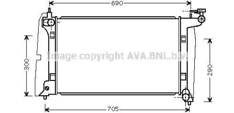 Радиатор охлаждения двигателя Toyota Avensis 03>08 1,6i 1,8i. AVA COOLING TO2302