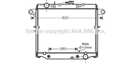 Радиатор охлаждения двигателя Toyota LC100 (98-08) 4,2d AT. AVA COOLING TO2378