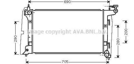 Радіатор охолодження двигуна Toyota Corolla 1,6i 01>07 AVA COOLING TOA2290