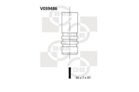 Клапан впуск. VW/Audi 1.9TDI (Хром-кремнієвий сплав) BGA V039486