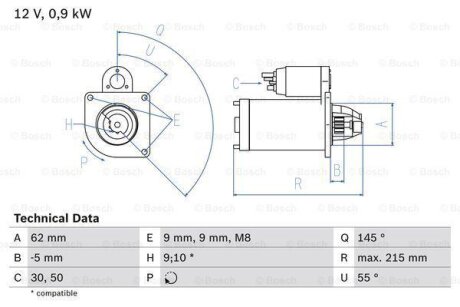 Стартер BOSCH 0986013850