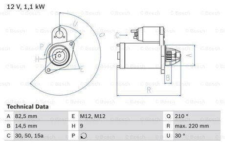 Стартер BOSCH 0986016330