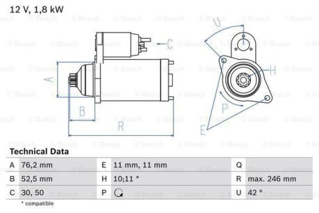 Стартер BOSCH 0986016980