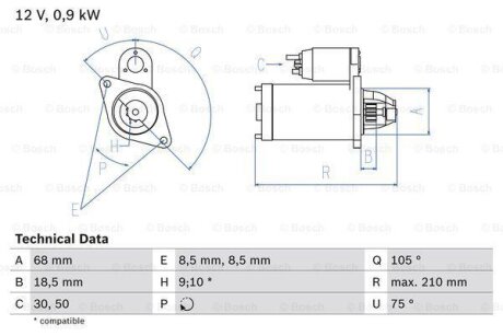 Стартер BOSCH 0986017120 (фото 1)