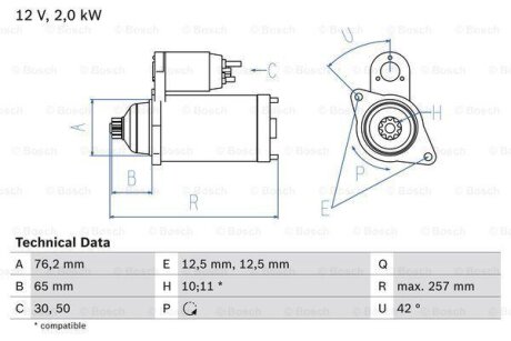 Стартер BOSCH 0986018390