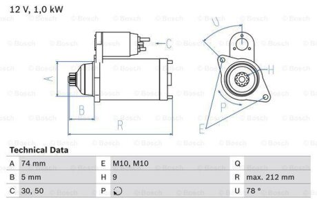 Стартер BOSCH 0986018701