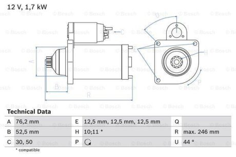 Стартер BOSCH 0986020250