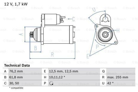 Стартер BOSCH 0986020260