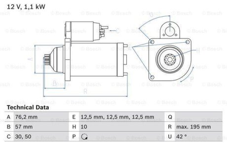 Стартер BOSCH 0986020330