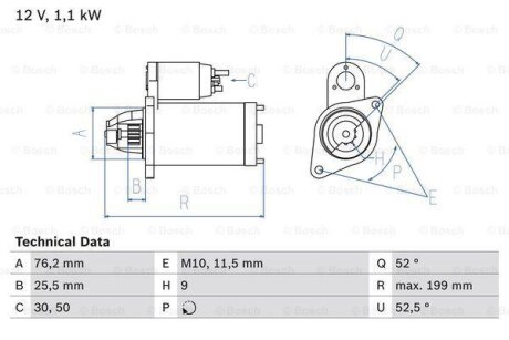 Стартер BOSCH 0986021500