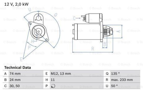 Стартер BOSCH 0986023240