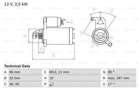 Стартер BOSCH 0986025160