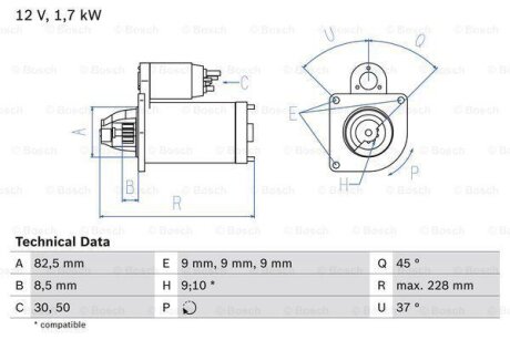 Стартер BOSCH 0986025660